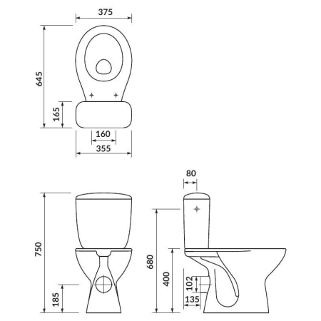 Cersanit - kompakt wc PRESIDENT z deską standard odpływ poziomy [K08-038]