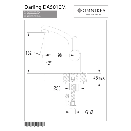 Omnires - bateria umywalkowa DARLING, mini, chrom [DA5010MCR]